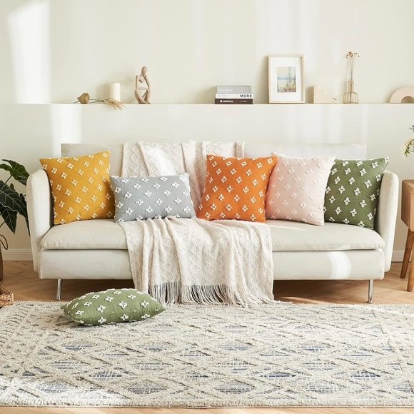 New West Elm Set Boho Multicolor Tassel Throw Pillow Case